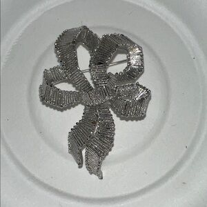 Trifari Silver Ribbon Brooch